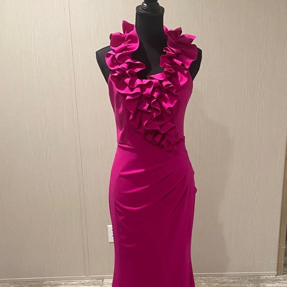 Xscape Fuchsia Ruffle Prom Dress